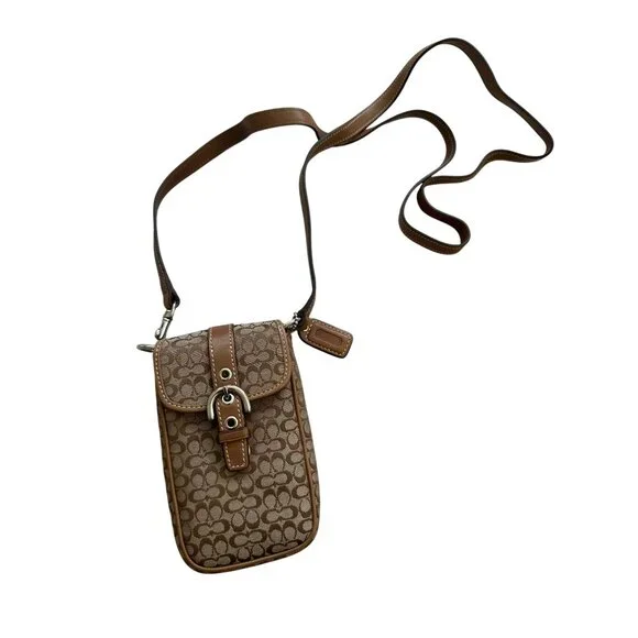COACH Vintage Brown Logo Buckle Mini Crossbody Bag